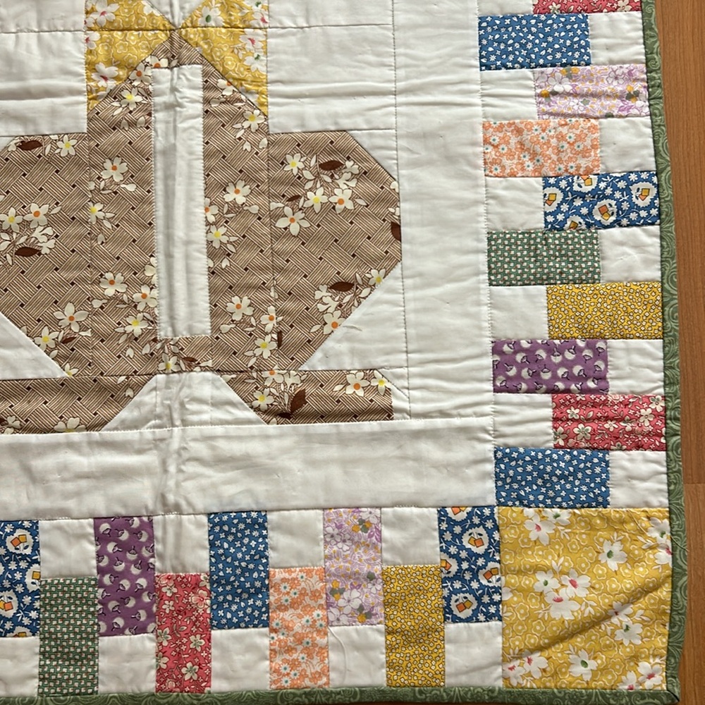 Vintage Handmade Patchwork Rabbit Reversible Quilt - Picture 5 of 17